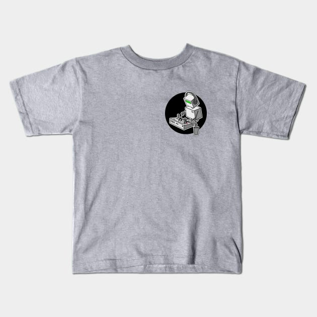 Robot Playing Drum Machine (pocket print size) Kids T-Shirt by Atomic Malibu